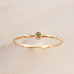 Tiny August Birthstone Ring • Peridot Ring - Dainty Gold Stacking Ring - Gemstone Ring - Mothers Ring Set - Gift for Her - Green - Thin Band