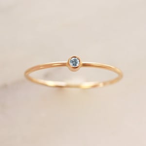 Tiny March Birthstone Ring • Aquamarine Ring - Gold, Silver or Rose Gold - Stacking Dainty Gemstone Ring - Mothers Ring - Gift for Her Mom