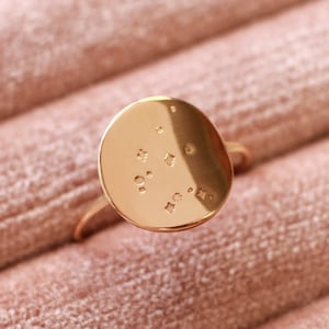 Gaia Zodiac Constellation Ring • Gold, Silver or Rose Gold - Celestial Star Jewelry - Round Circle Signet Ring - Gift for Birthday Wife Her