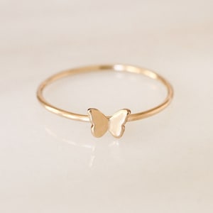 Tiny Butterfly Ring • Gold, Silver or Rose Gold - Stacking Ring - Feminine - Minimalist - Gift for Her Birthday - For Mom - Friend - Sister