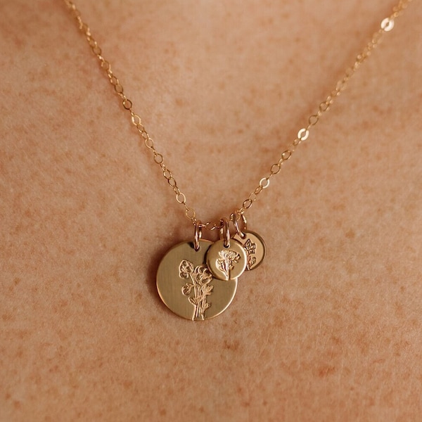 Mama's Garden Necklace • Birth Flower Jewelry - Gift for Mom - Mother's Day - Baby Shower Gift - Charms - 14k Gold Filled or Sterling Silver