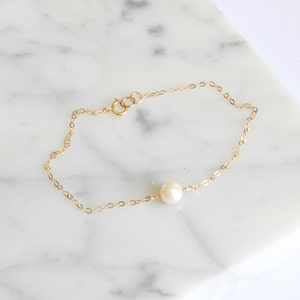 Small Pearl Bracelet Pearl Jewelry Gold, Silver or Rose Gold Layered Bracelet Set June Birthstone Gift for Her Dainty Bracelet image 2