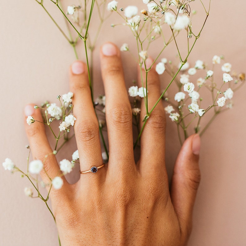 Peridot Ring August Birthstone Ring Gold, Silver or Rose Gold Dainty Stacking Ring Gift for Mom Her Sister Baby Shower Birthday image 4