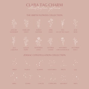 Clara Tag Charm Add On Personalized Pendant Rectangle Initial Charm Floral Jewelry Removable Charm Gift for Her New Mom Birthday image 5