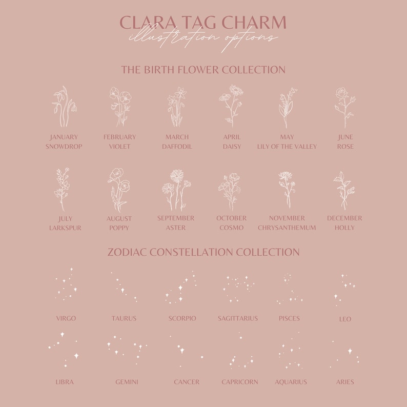 Clara Tag Charm Add On Personalized Pendant Rectangle Initial Charm Floral Jewelry Removable Charm Gift for Her New Mom Birthday image 5