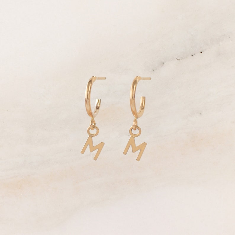 Ava Initial Hoop Single Dainty Personalized Jewelry Alphabet Name Letter Gift for Her Gift for Mom Minimalist Studs Earrings image 1