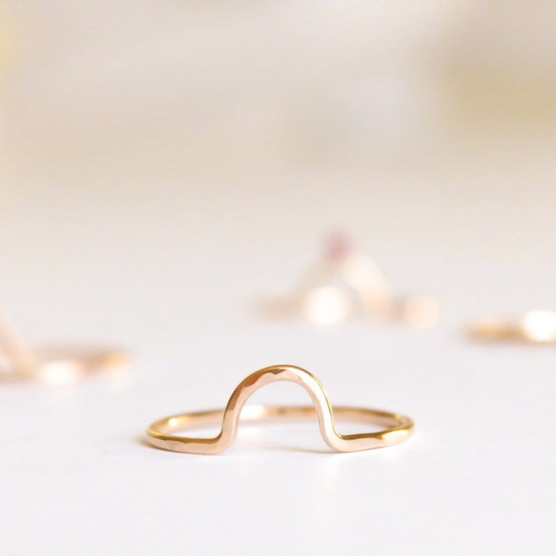 Small Arc Ring Gold, Silver or Rose Gold Modern Shape Ring Stacking Ring Gift for Her Friendship Ring Unique Jewelry Curved Band image 1