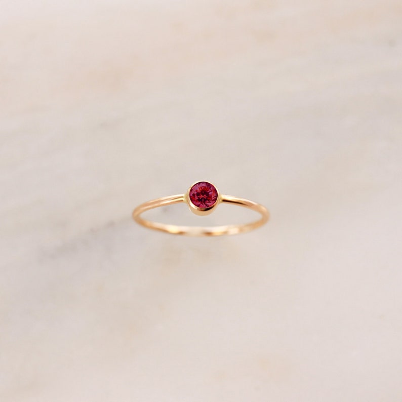 Pink Ruby Ring July Birthstone Ring Gold, Silver or Rose Gold Dainty Gemstone Stacking Gift for Mom Her Sister Baby Shower Birthday image 1