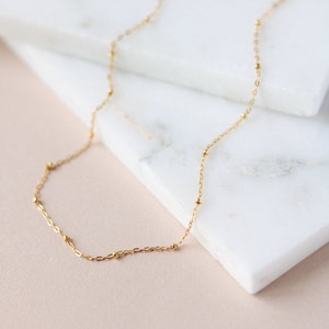 Satellite Necklace Gold or Silver Saturn Chain Gold Choker Layering Necklace Simple Gold Necklace Dot Necklace Gift For Her image 5