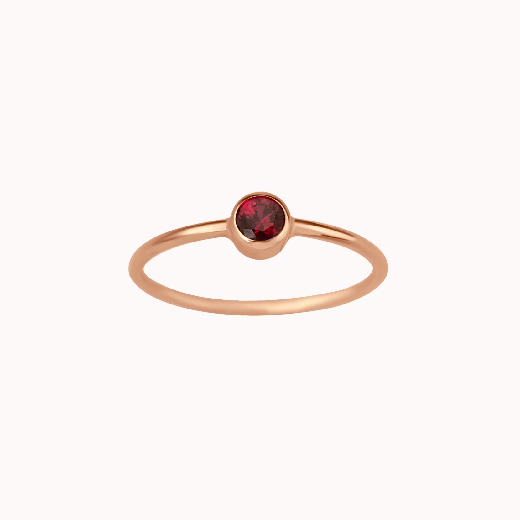 Garnet Ring • January Birthstone - Gold, Silver or Rose Gold - Dainty Gemstone Ring - Gift for Mom Her Friend Sister - Baby Shower Birthday