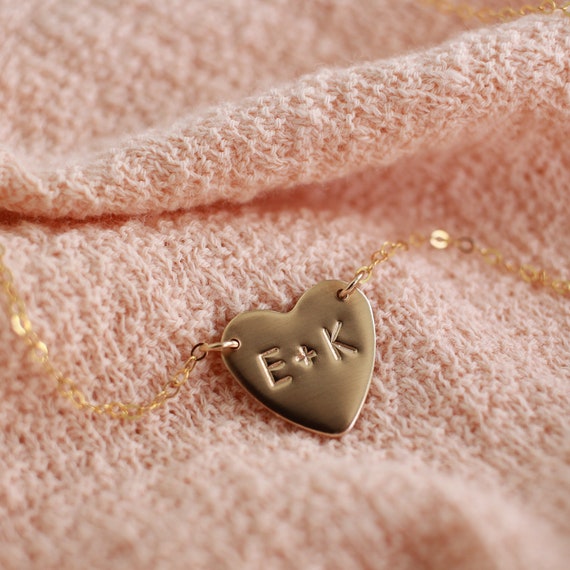 Gemma Heart Necklace Couples Initials Friendship Necklace