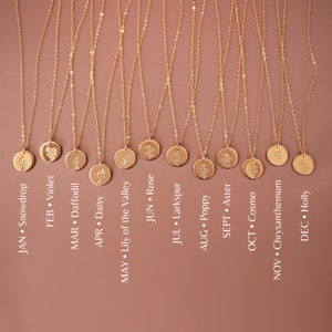 Birth Flower Necklace • Gold, Silver or Rose Gold - Floral Pendant - Gift for Mom - Mothers Day Gift - Birthday Gift for Her - Push Present