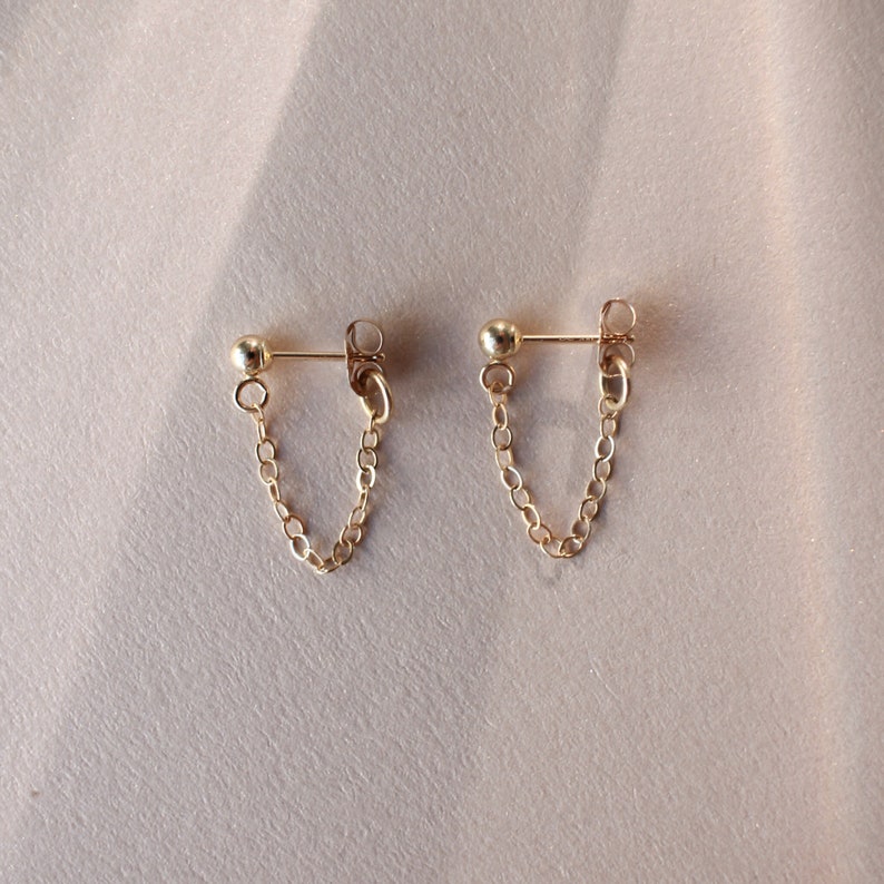 Chain Loop Earrings Gold Rose Gold or Silver Dangle Etsy