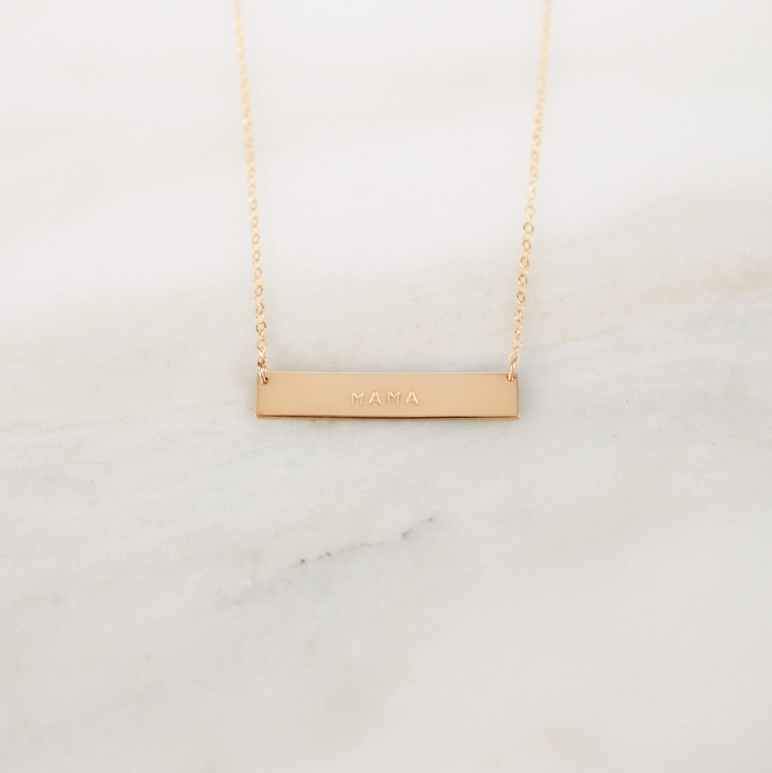 Mama Bar Necklace 14k Gold Filled Rose Gold or Silver Etsy