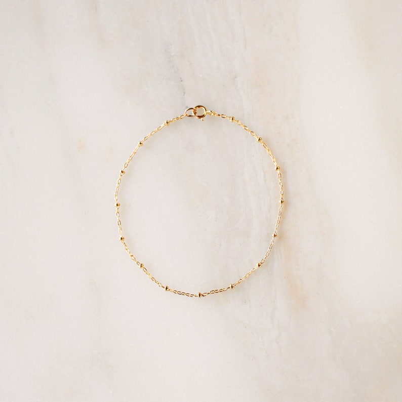 Satellite Bracelet 14k Gold Filled or Sterling Silver Dainty Layering Chain Simple Minimalist Gift for Her Friendship Bracelet image 1