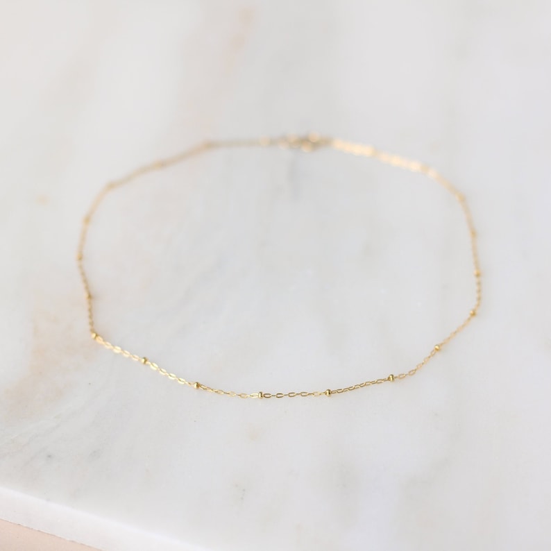 Satellite Necklace Gold or Silver Saturn Chain Gold Choker Layering Necklace Simple Gold Necklace Dot Necklace Gift For Her image 3