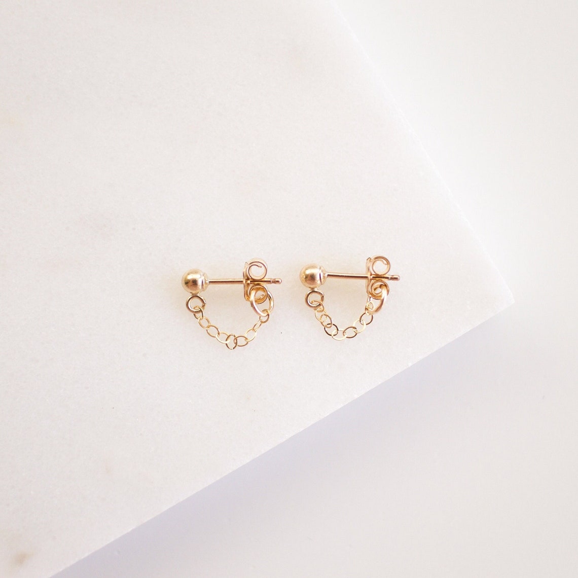 Chain Cuff Earrings Gold Rose Gold or Silver Dainty Studs - Etsy