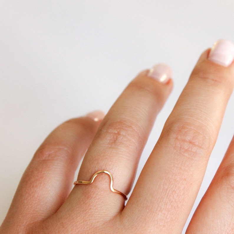 Small Arc Ring Gold, Silver or Rose Gold Modern Shape Ring Stacking Ring Gift for Her Friendship Ring Unique Jewelry Curved Band image 3