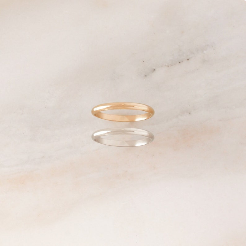 Half Round Stacking Ring Smooth Ring Unisex Ring Gold, Rose Gold or Silver Simple Band Minimalist Ring Modern image 1