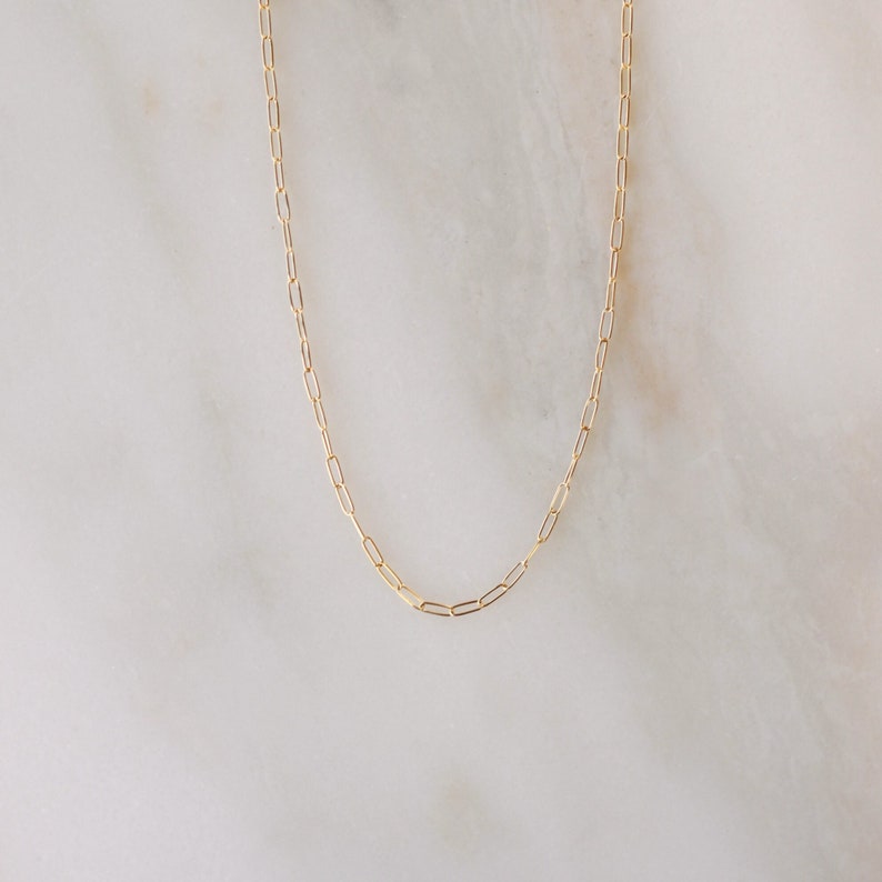 Modern Chain Choker - Gold or Silver - Paperclip Rectangular Link Basic Chain - Thin Dainty Necklace - Layering Necklace - Simple Chain 