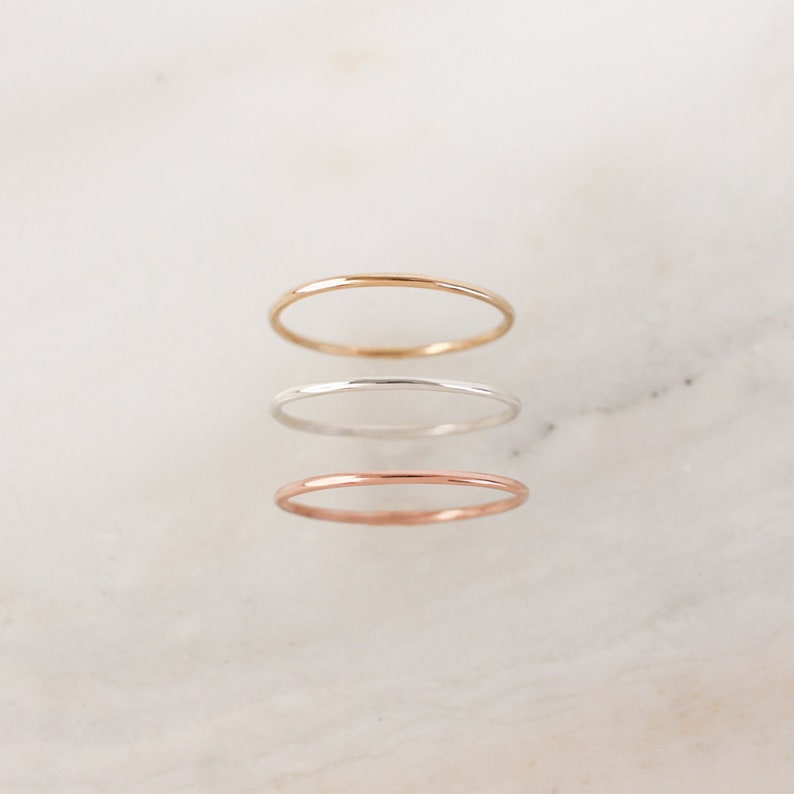 Smooth Skinny Ring Gold, Rose Gold, or Silver Basics Bands Classic Rings Minimalist Modern Dainty Jewelry Stacking Rings image 1