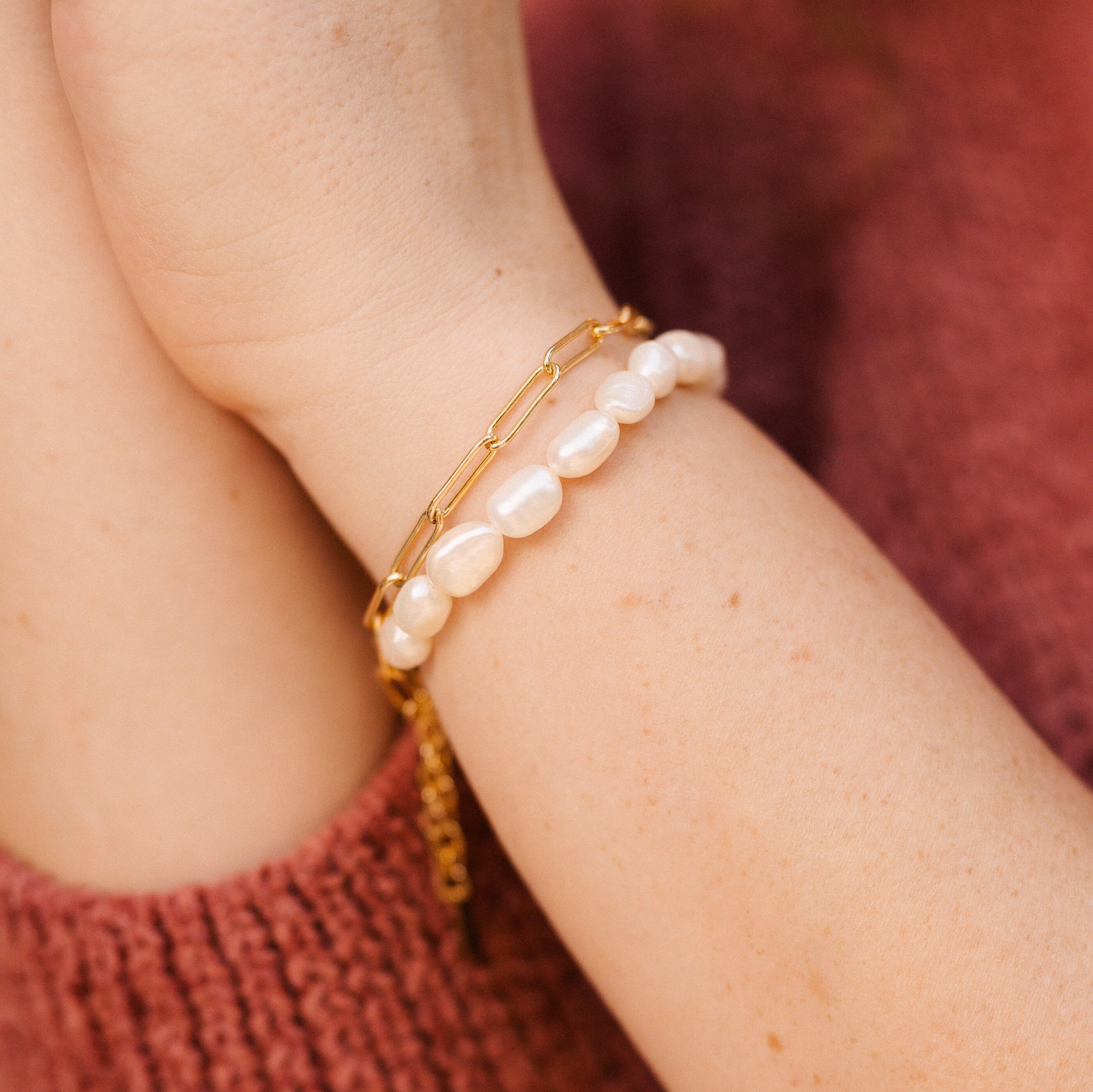 Misfit Pearl Bracelet • Baroque Pearl Strand - Gift for Wife