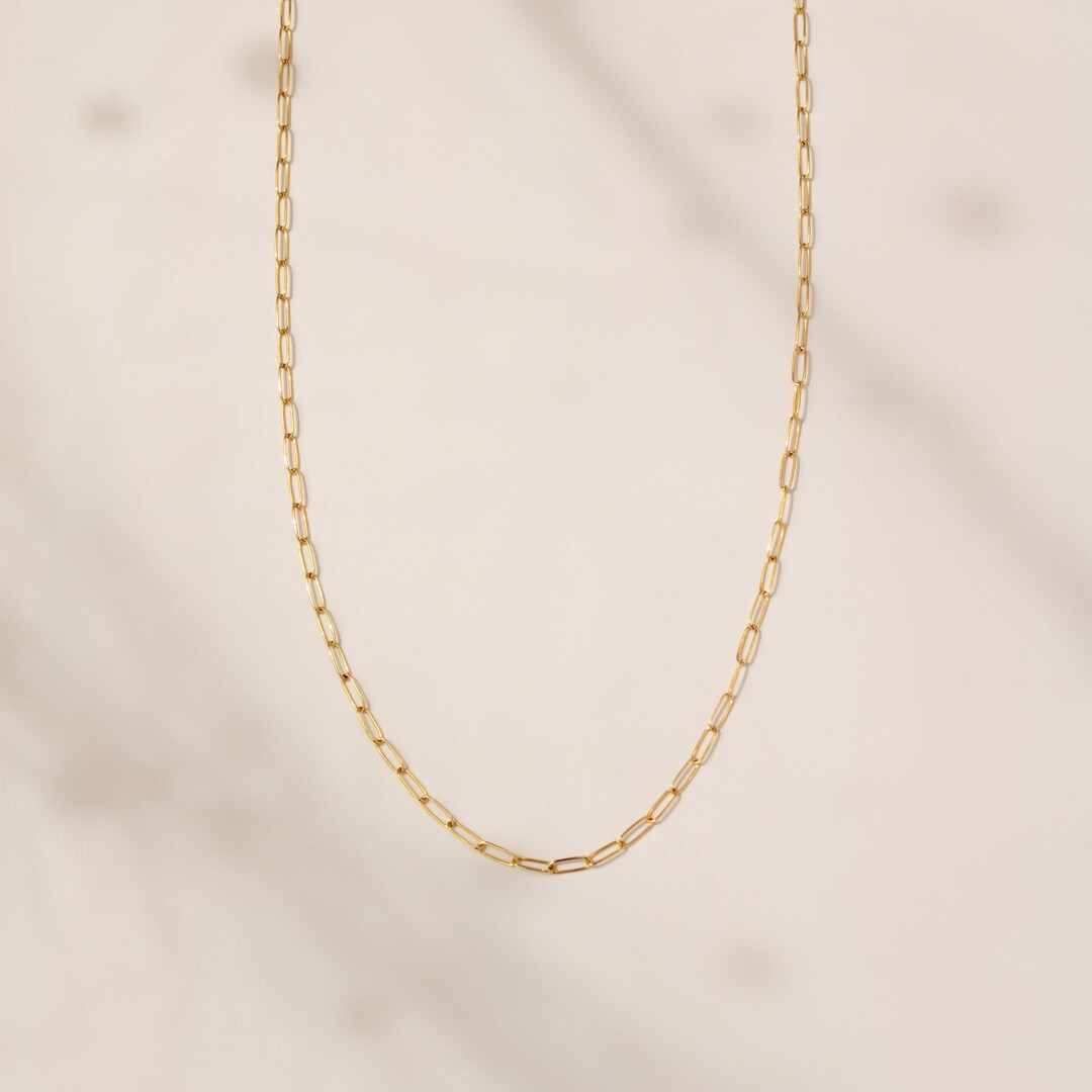 Modern Chain Necklace - Gold or Silver - Paperclip Rectangular Link ...