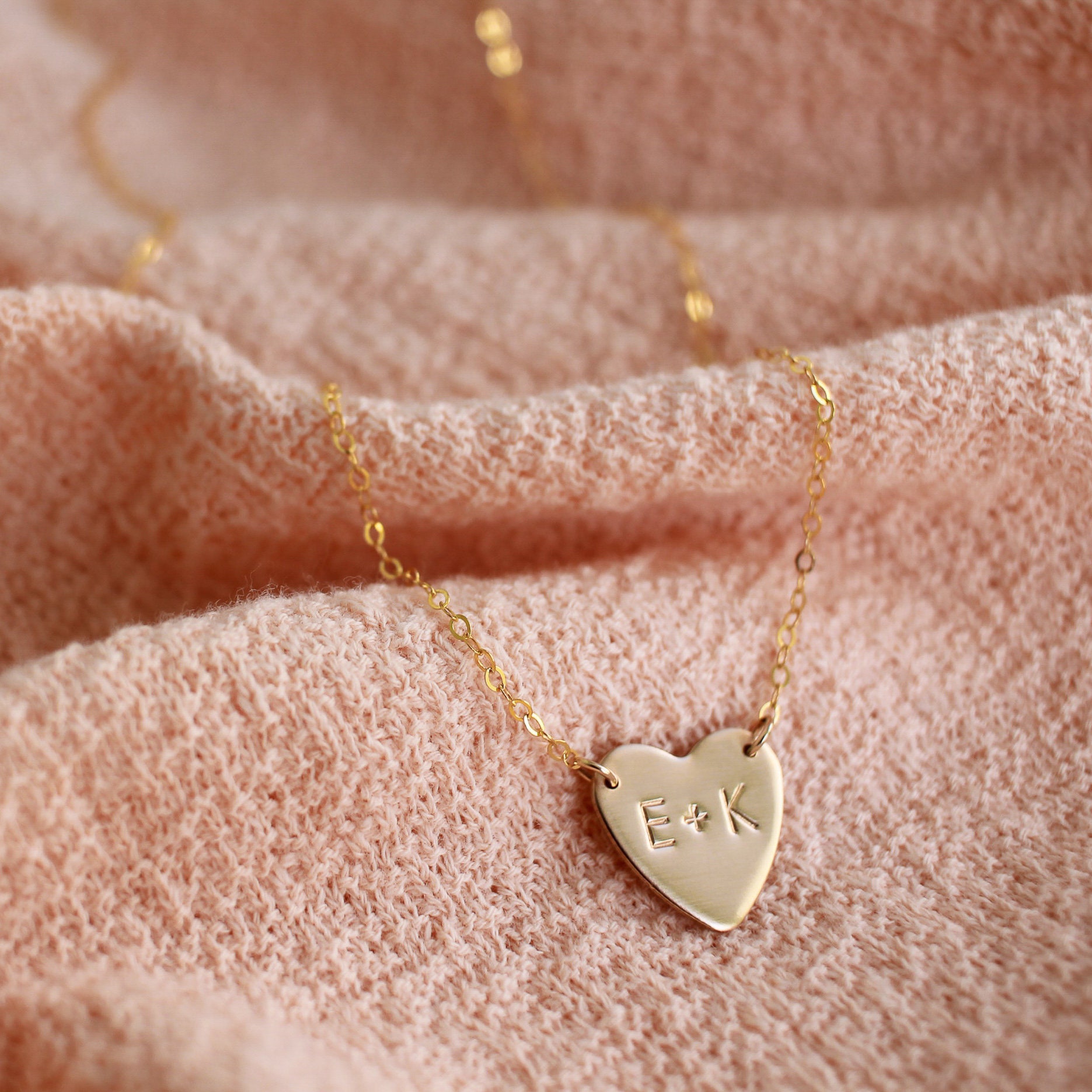 Gemma Heart Necklace Couples Initials 