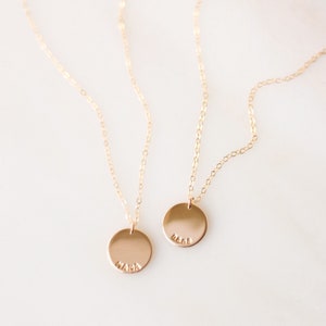 Medium Disc Necklace Gold, Rose Gold or Silver Custom State Name Pendant Gift for Her Mom Sister Bridesmaid Friend Dainty Layering Charm image 4