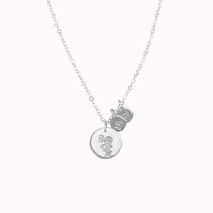 Mama's Garden Necklace • Birth Flower Jewelry - Gift for Mom - Mother's Day - Baby Shower Gift - Charms - 14k Gold Filled or Sterling Silver Sterling Silver