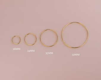 24/7 Endless Hoop Earrings • Gold, Silver or Rose Gold - Waterproof, Hypoallergenic, Lightweight - Dainty, Minimalist Hoops