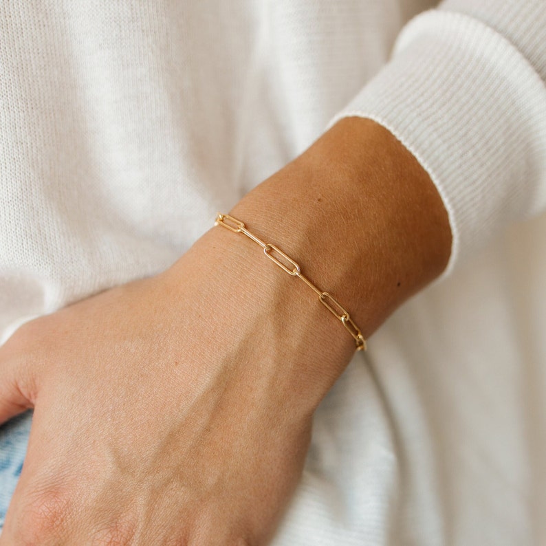 Bold Paperclip Chain Bracelet Gold or Silver Chunky Stacking Bracelet Classic Chain Gift for Her Waterproof Hypoallergenic image 1