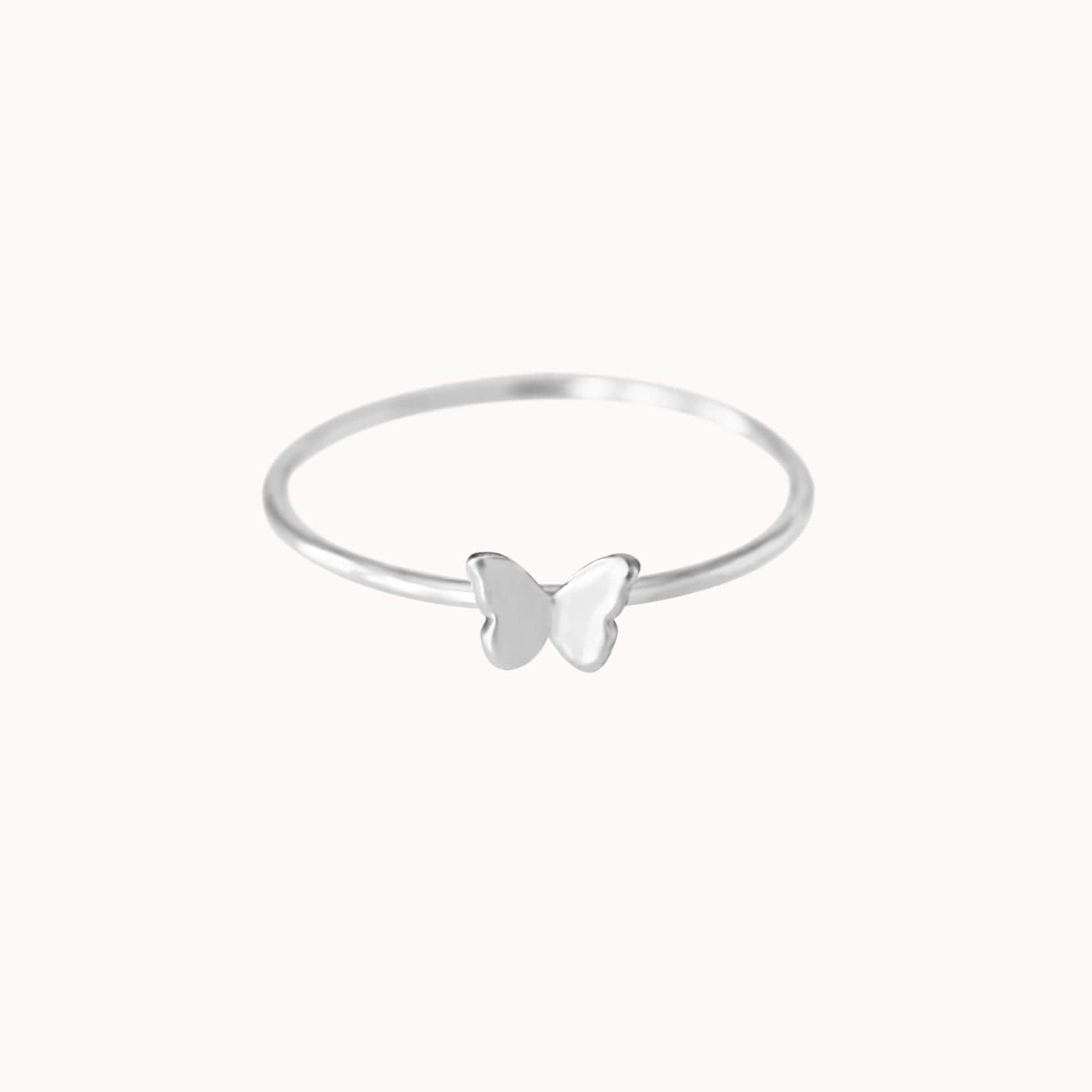 Tiny Butterfly Ring • Gold, Silver or Rose Gold - Stacking Ring