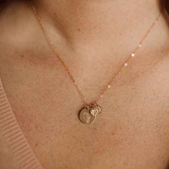 Mama's Garden Necklace • Birth Flower Jewelry - Gift for Mom - Mother's Day - Baby Shower Gift - Charms - 14k Gold Filled or Sterling Silver