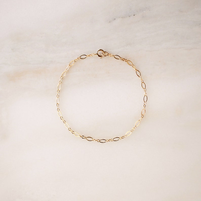 Sweet Chain Bracelet Gold or Silver Unique Oval Chain Stacking Bracelet Layering Simple Dainty 14k Gold Filled Sterling Silver image 1