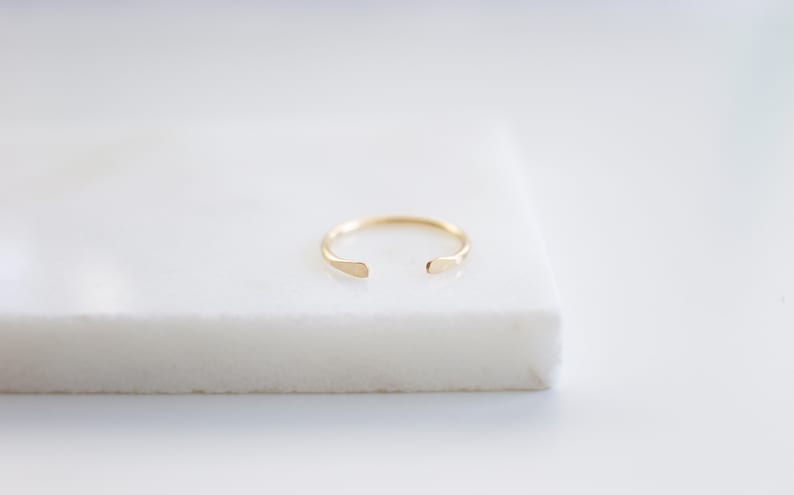 Travelers Cuff Ring Open Front Ring Simple Gold Ring Textured Ring Silver Stacking Ring Hammered Ring Gold or Rose Gold