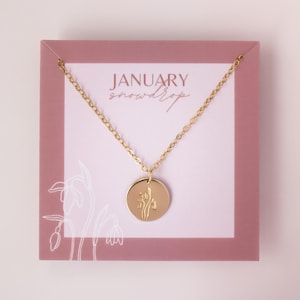 January Birth Flower Necklace • Snowdrop • Floral Pendant - Gift for Mom - Mothers Day Gift - Birthday Gift for Her - New Mom - Push Present