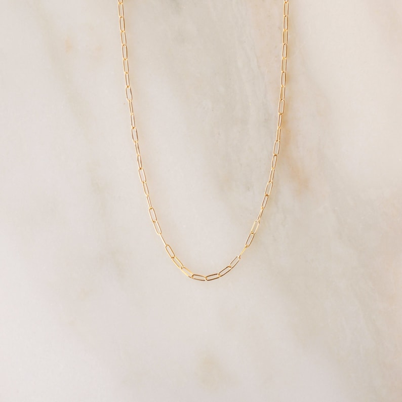 Modern Chain Necklace Gold or Silver Paperclip Rectangular Link Basic Chain Thin Dainty Necklace Layering Necklace Simple Chain image 1