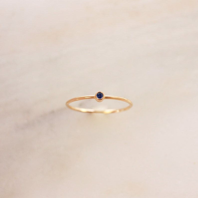 Tiny September Birthstone Ring • Sapphire Ring - Gold, Silver or Rose Gold - Mothers Ring Set - Gift for Her - Gemstone Stacking Ring - Thin 