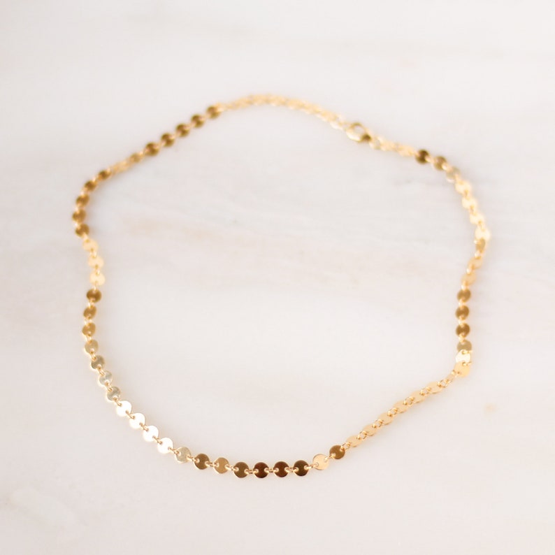Sequin Choker Gold, Rose Gold, or Silver Layering Necklace Gift For Her Dot Disc Chain Simple Necklace Chain Necklace Modern image 4