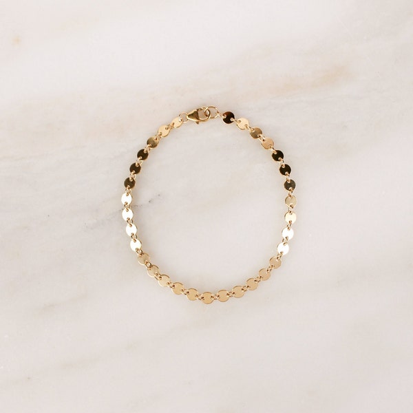 Sequin Chain Bracelet • Simple Stacking Bracelet - Thin Layering Bracelet - Modern Bracelet - Gift for Her - Stocking Stuffer Gold Bracelet