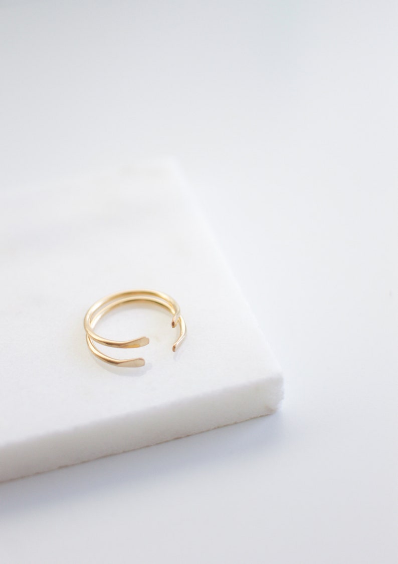 Travelers Cuff Ring Open Front Ring Simple Gold Ring Textured Ring Silver Stacking Ring Hammered Ring Gold or Rose Gold