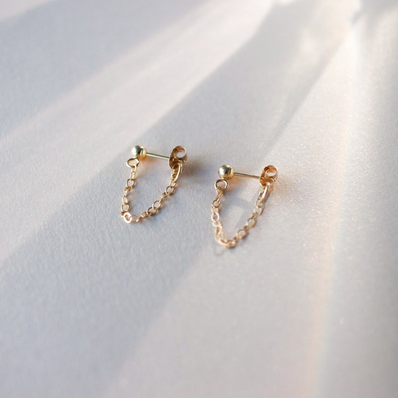 Chain Loop Earrings Gold Rose Gold or Silver Dangle - Etsy
