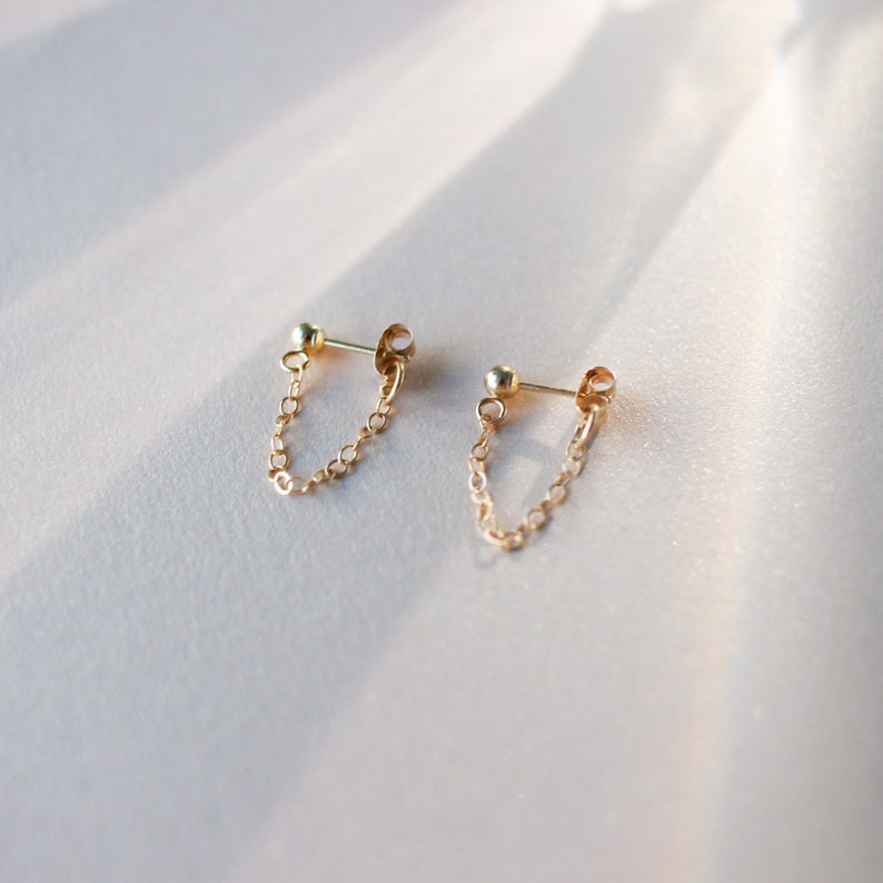 Chain Loop Earrings Gold Rose Gold or Silver Dangle Etsy