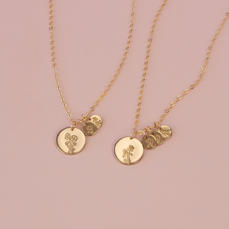 Mama's Garden Necklace • Birth Flower Jewelry - Gift for Mom - Mother's Day - Baby Shower Gift - Charms - 14k Gold Filled or Sterling Silver image 3