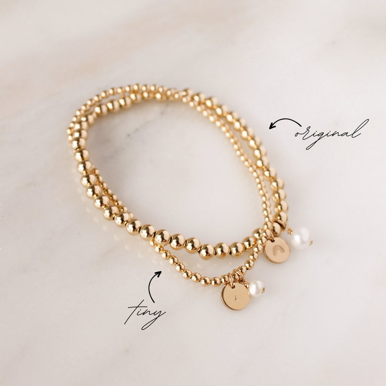 Original Personalized Stretch Bracelet Gold or Silver Initial Jewelry Gift for Her Mothers Day Gift for Mom Birthday Gift Daughter image 6