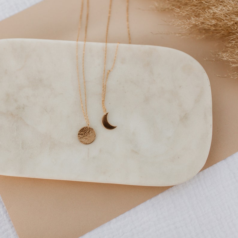 Lunar Phase Necklace Pick Your Phase Gold, Rose Gold, or Silver Celestial Jewelry Crescent Moon Quarter Full Moon Gift for Her image 5