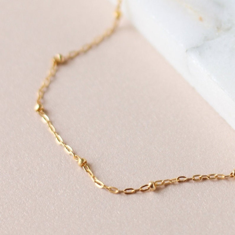 Satellite Bracelet 14k Gold Filled or Sterling Silver Dainty Layering Chain Simple Minimalist Gift for Her Friendship Bracelet image 3