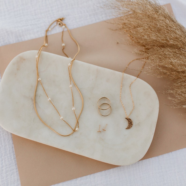 Lunar Phase Necklace Pick Your Phase Gold, Rose Gold, or Silver Celestial Jewelry Crescent Moon Quarter Full Moon Gift for Her image 10