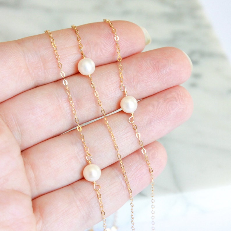 Small Pearl Bracelet Pearl Jewelry Gold, Silver or Rose Gold Layered Bracelet Set June Birthstone Gift for Her Dainty Bracelet image 3